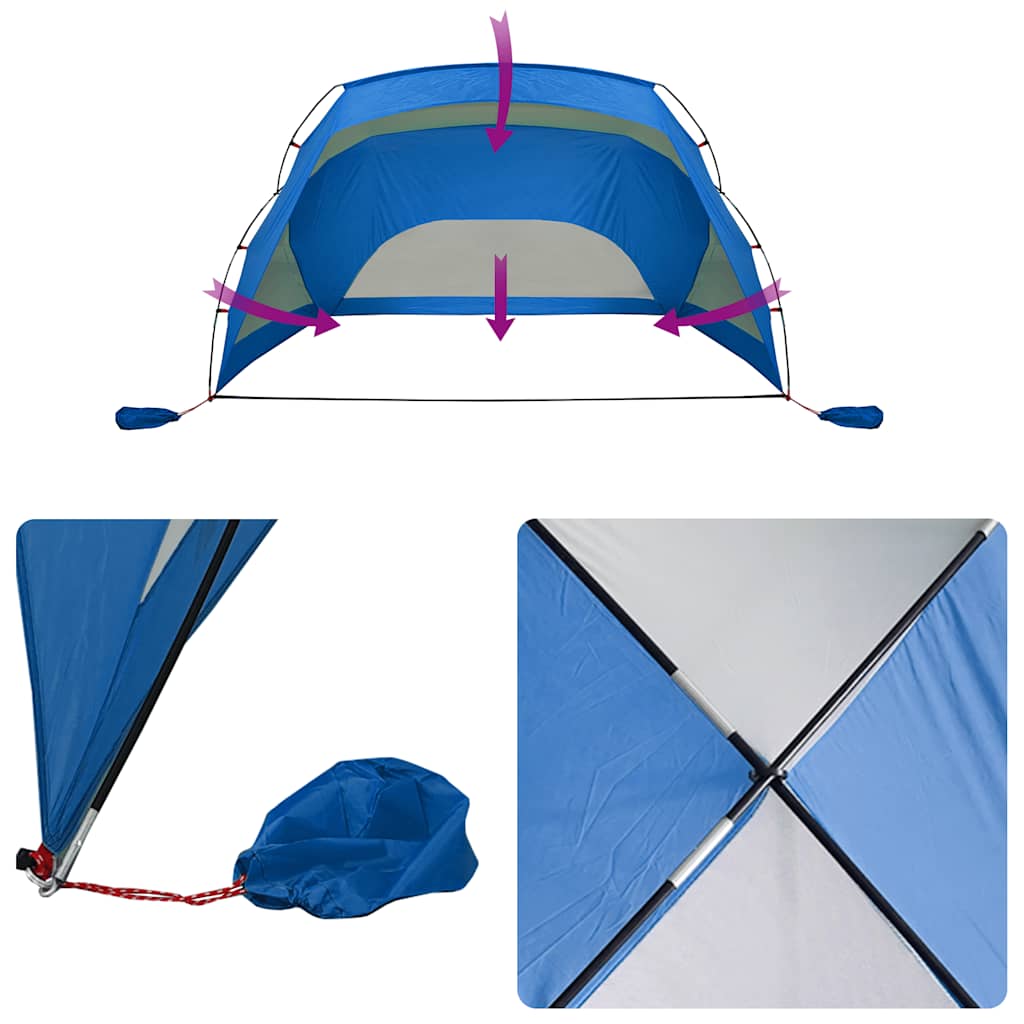 Azúrkék 185t poliészter strandsátor 274 x 178 x 170/148 cm