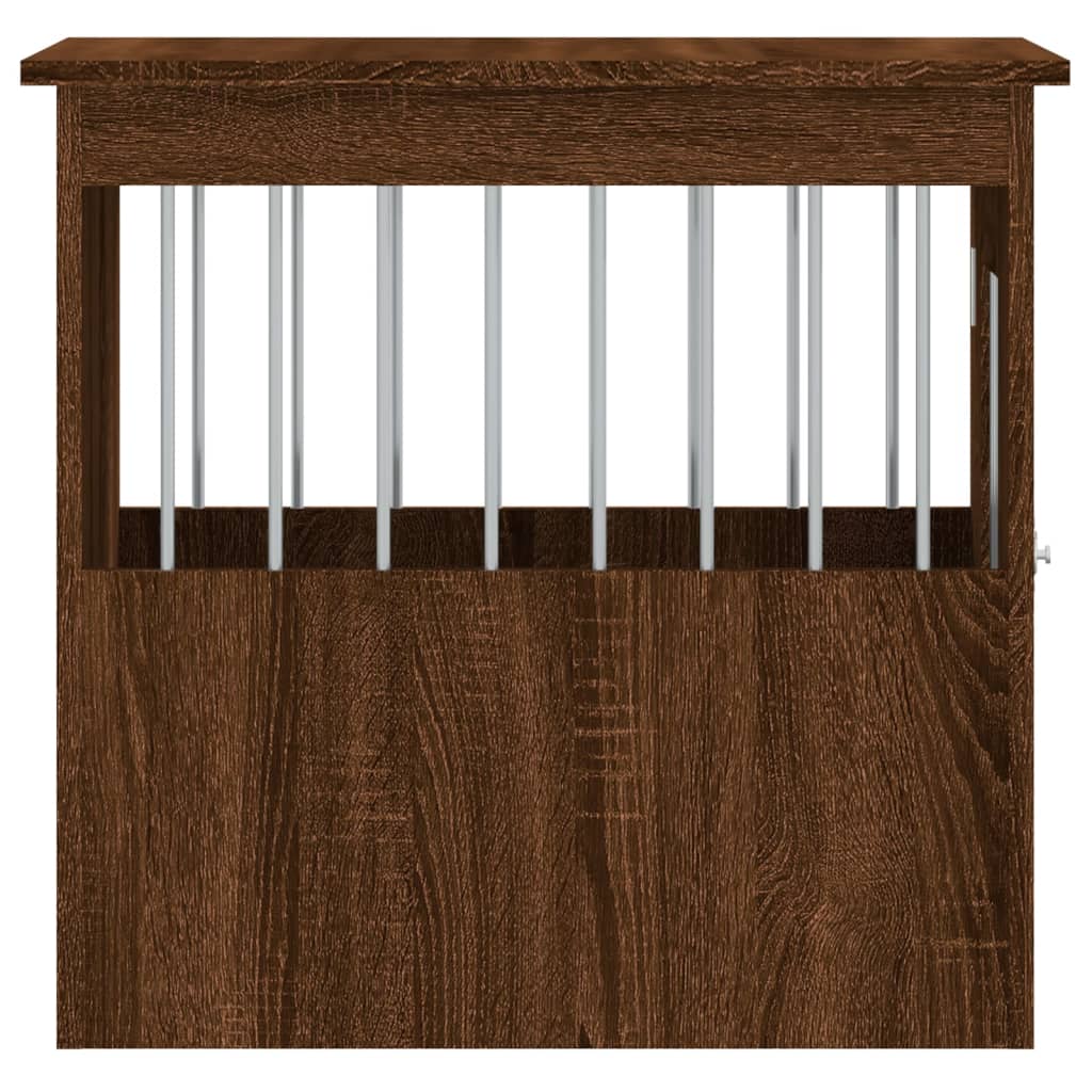 Barna tölgy színű szerelt fa kutyaketrec 45 x 62 x 59 cm