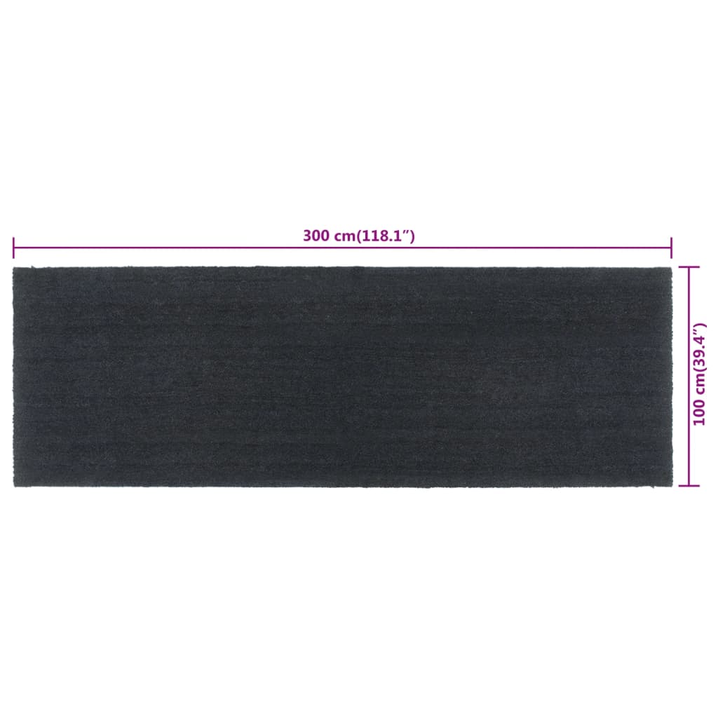 Ajtószőnyeg sötétszürke 100x300 cm bojtos kókuszrost