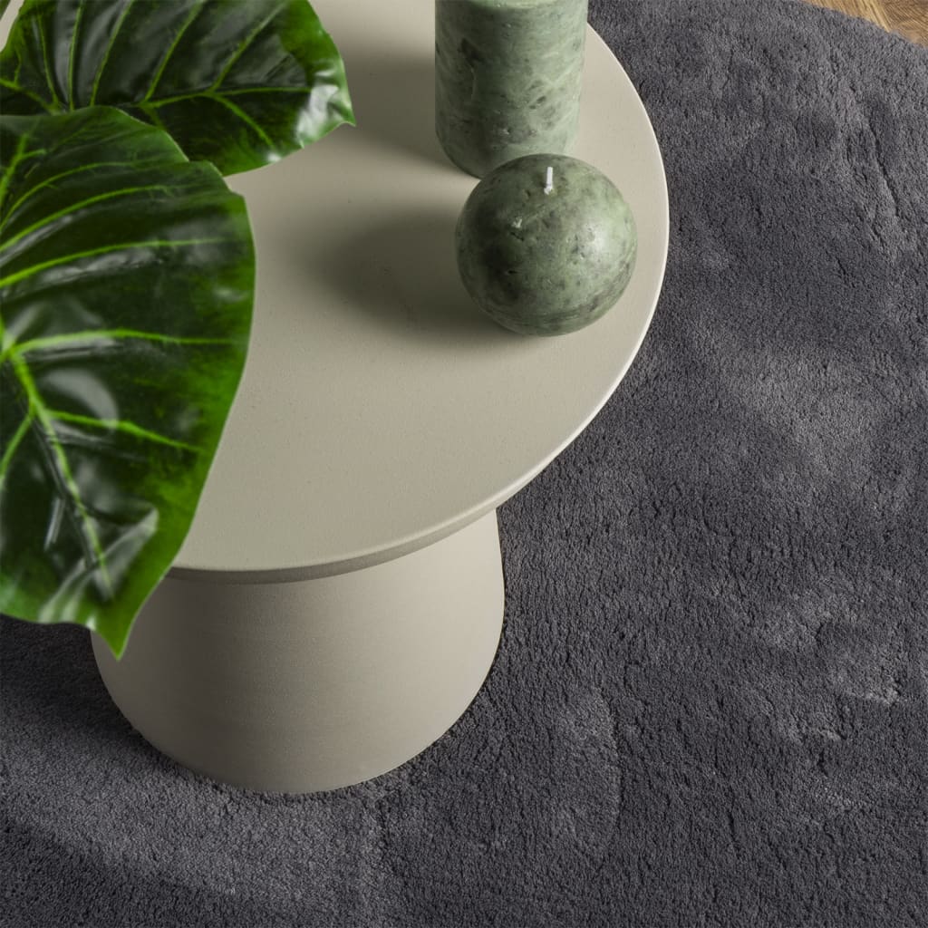 Antracitszürke rövid szálú puha és mosható szőnyeg ø 80 cm