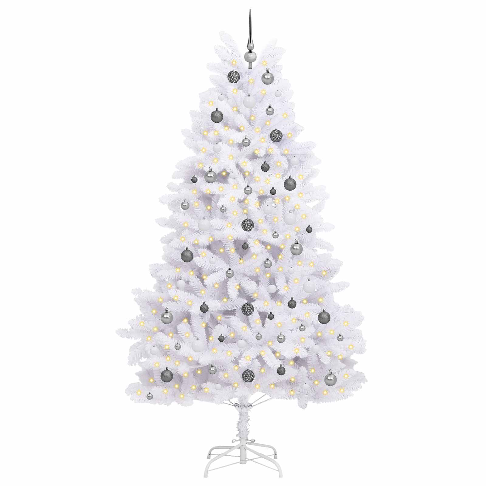 Mű karácsonyfa fehér 120 x 120 x 240 cm pvc és fém