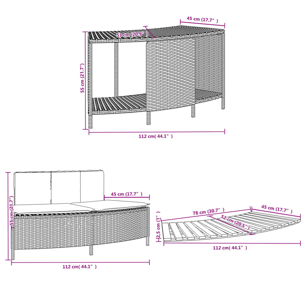Szürke polyrattan és tömör akácfa jakuzzi-keret