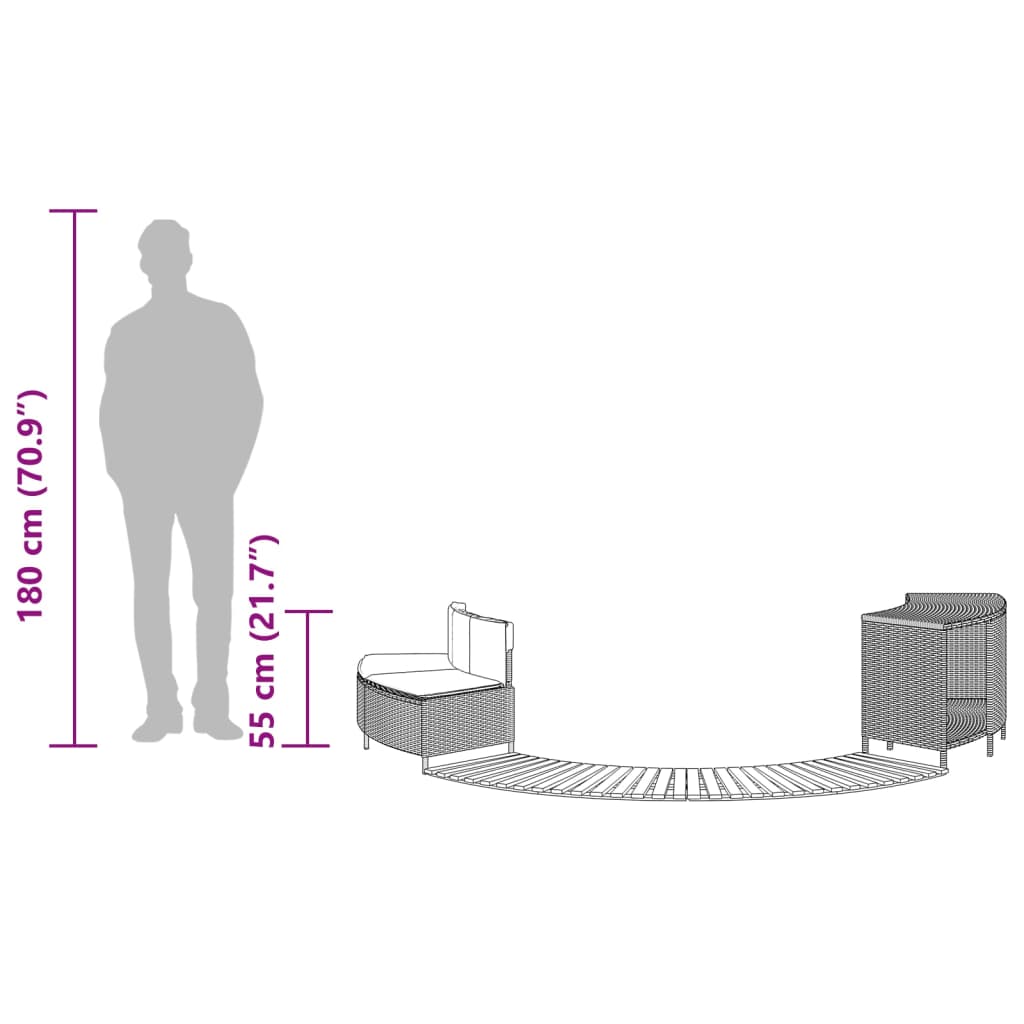 Szürke polyrattan és tömör akácfa jakuzzi-keret