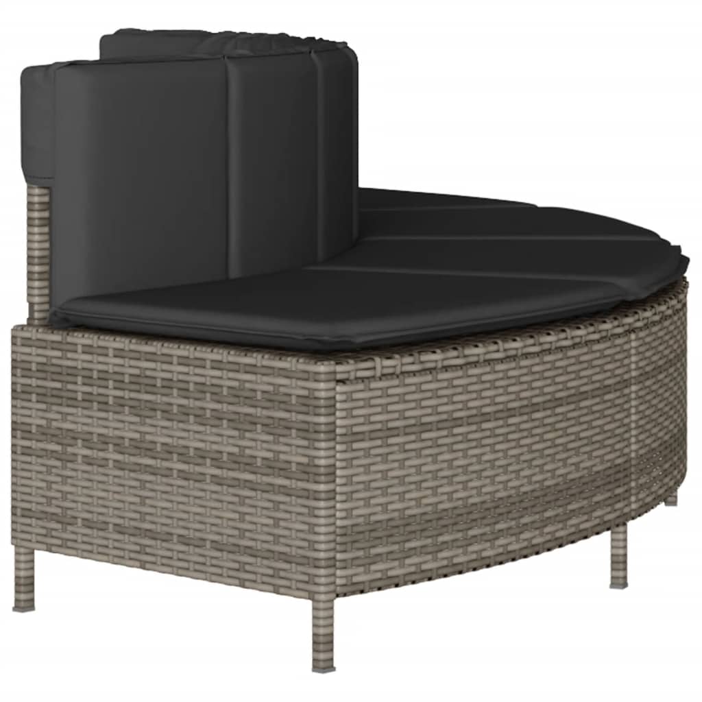 2 db szürke polyrattan pezsgőfürdő pad párnával