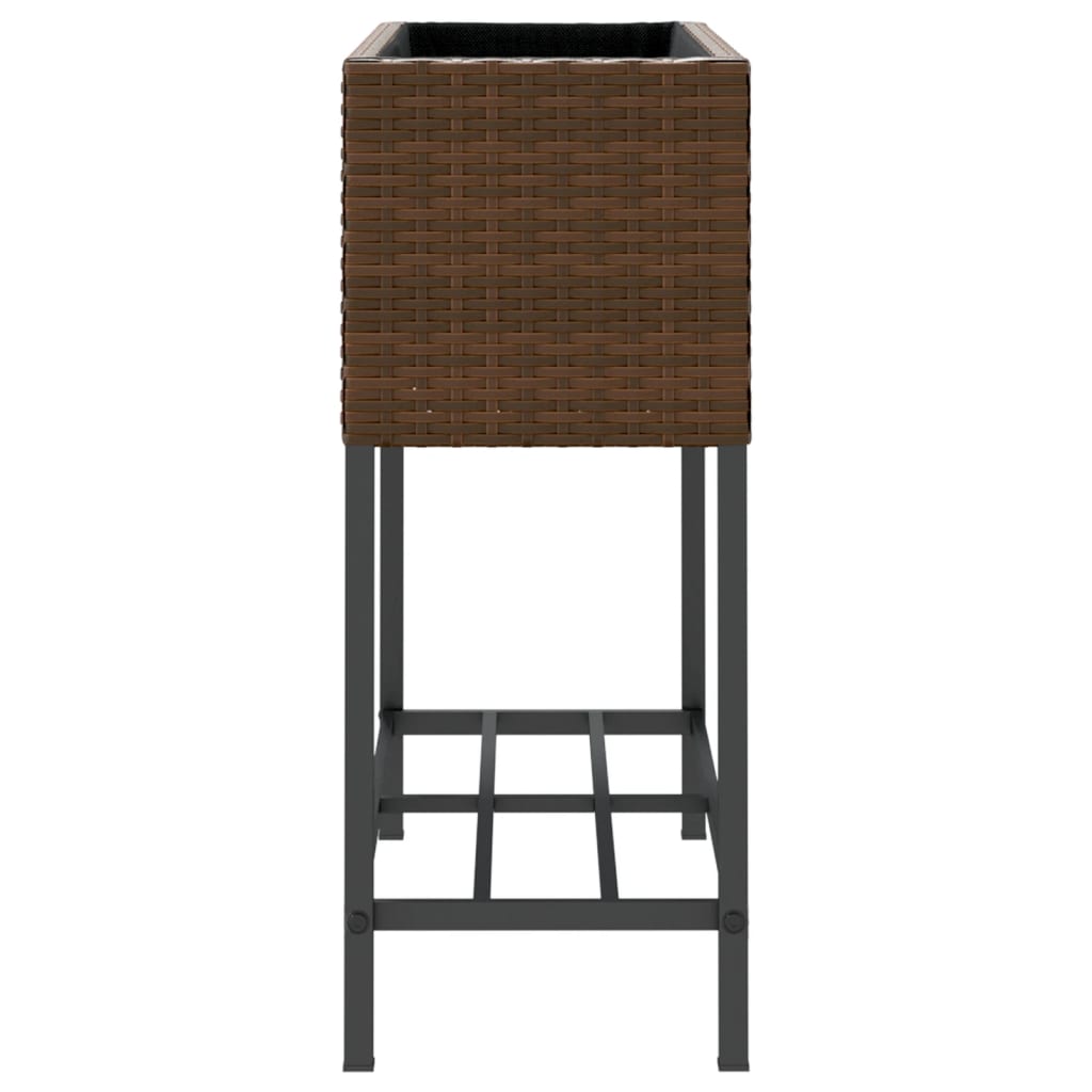 2 db barna polyrattan kerti ültetőláda polccal 70 x 28 x 70 cm