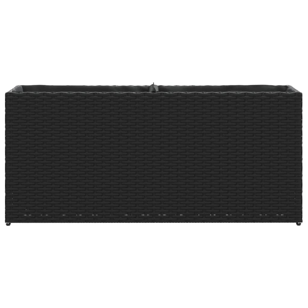 2 db fekete polyrattan kerti ültetőláda 2 cseréppel 90x20x40 cm