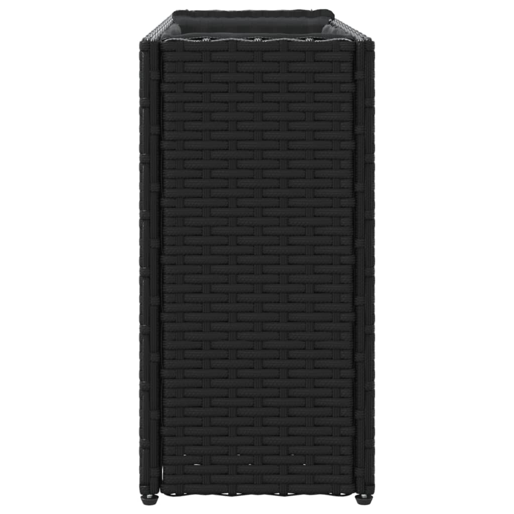 2 db fekete polyrattan kerti ültetőláda 2 cseréppel 90x20x40 cm