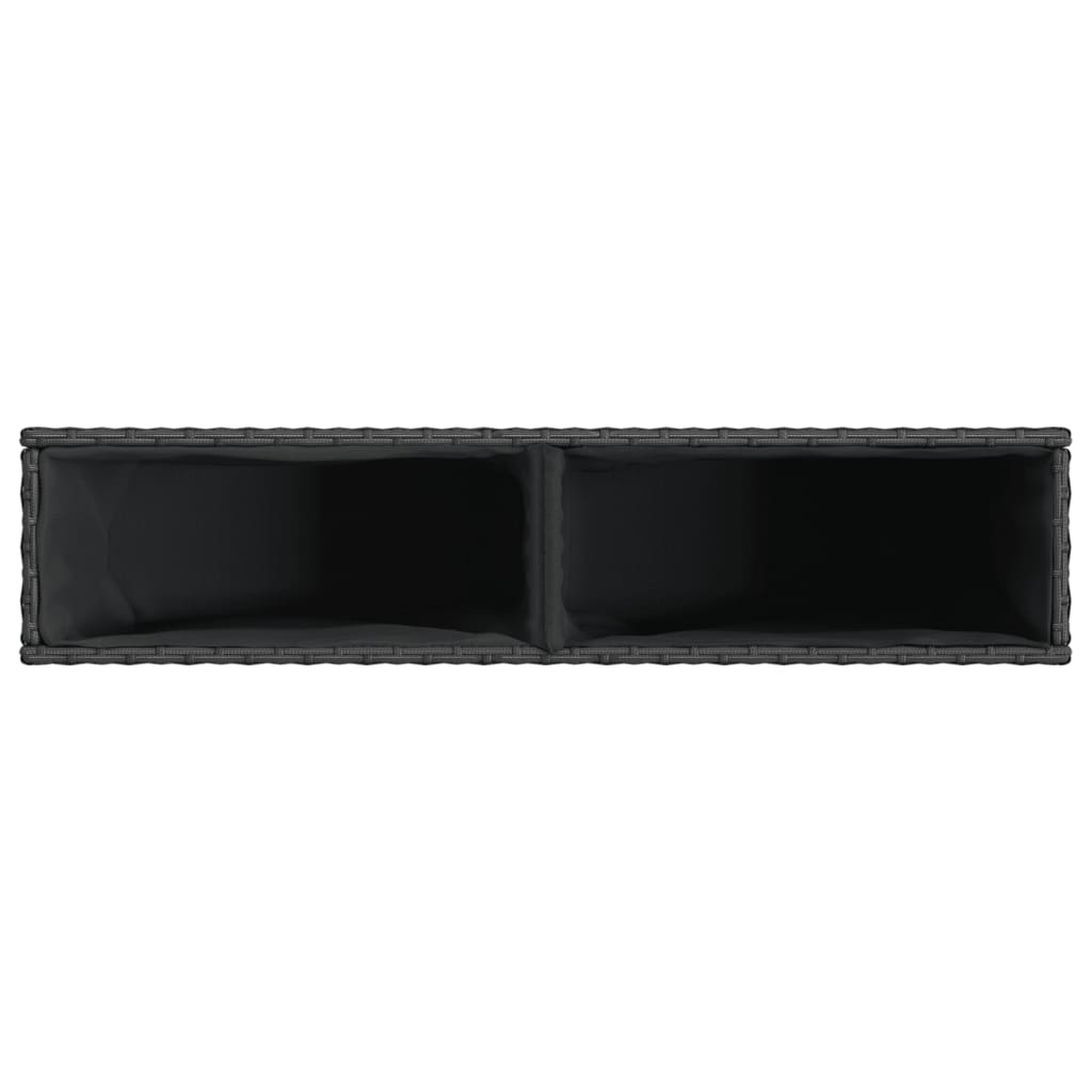 2 db fekete polyrattan kerti ültetőláda 2 cseréppel 90x20x40 cm