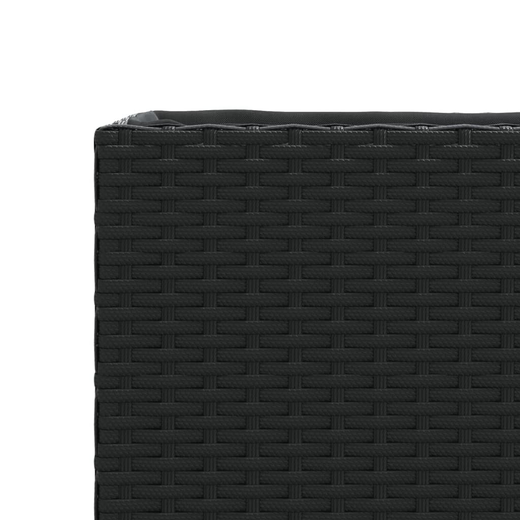 2 db fekete polyrattan kerti ültetőláda 2 cseréppel 90x20x40 cm