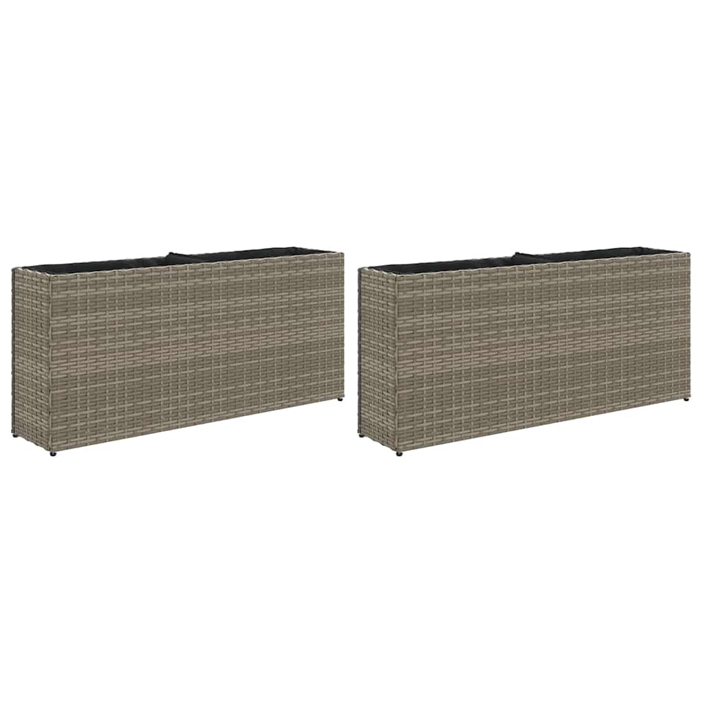 2 db szürke polyrattan kerti ültetőláda 2 cseréppel 90x20x40 cm