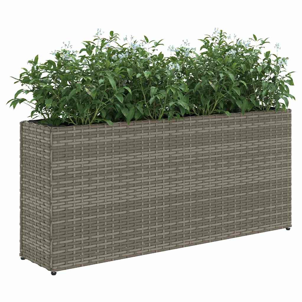 2 db szürke polyrattan kerti ültetőláda 2 cseréppel 90x20x40 cm
