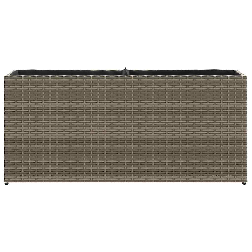 2 db szürke polyrattan kerti ültetőláda 2 cseréppel 90x20x40 cm