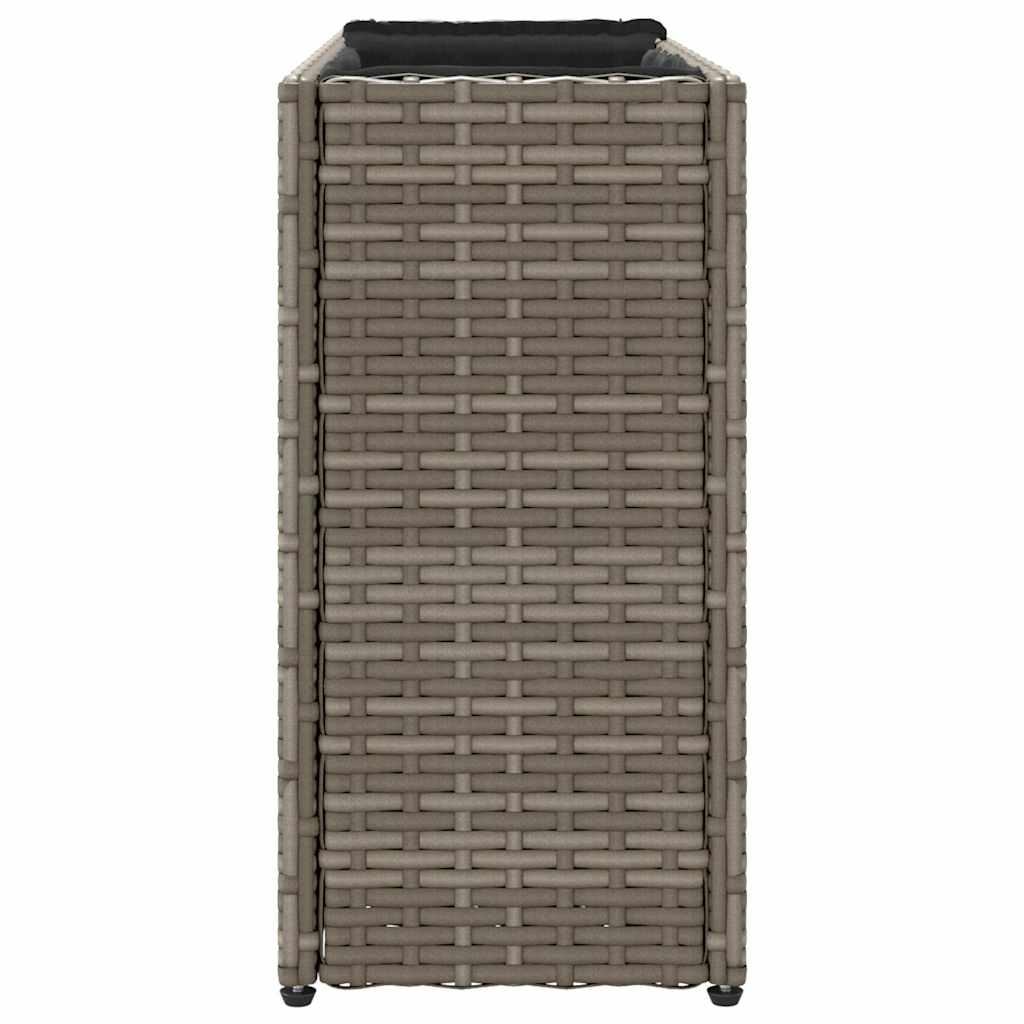 2 db szürke polyrattan kerti ültetőláda 2 cseréppel 90x20x40 cm