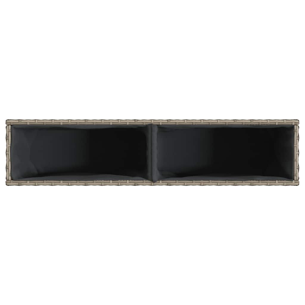 2 db szürke polyrattan kerti ültetőláda 2 cseréppel 90x20x40 cm