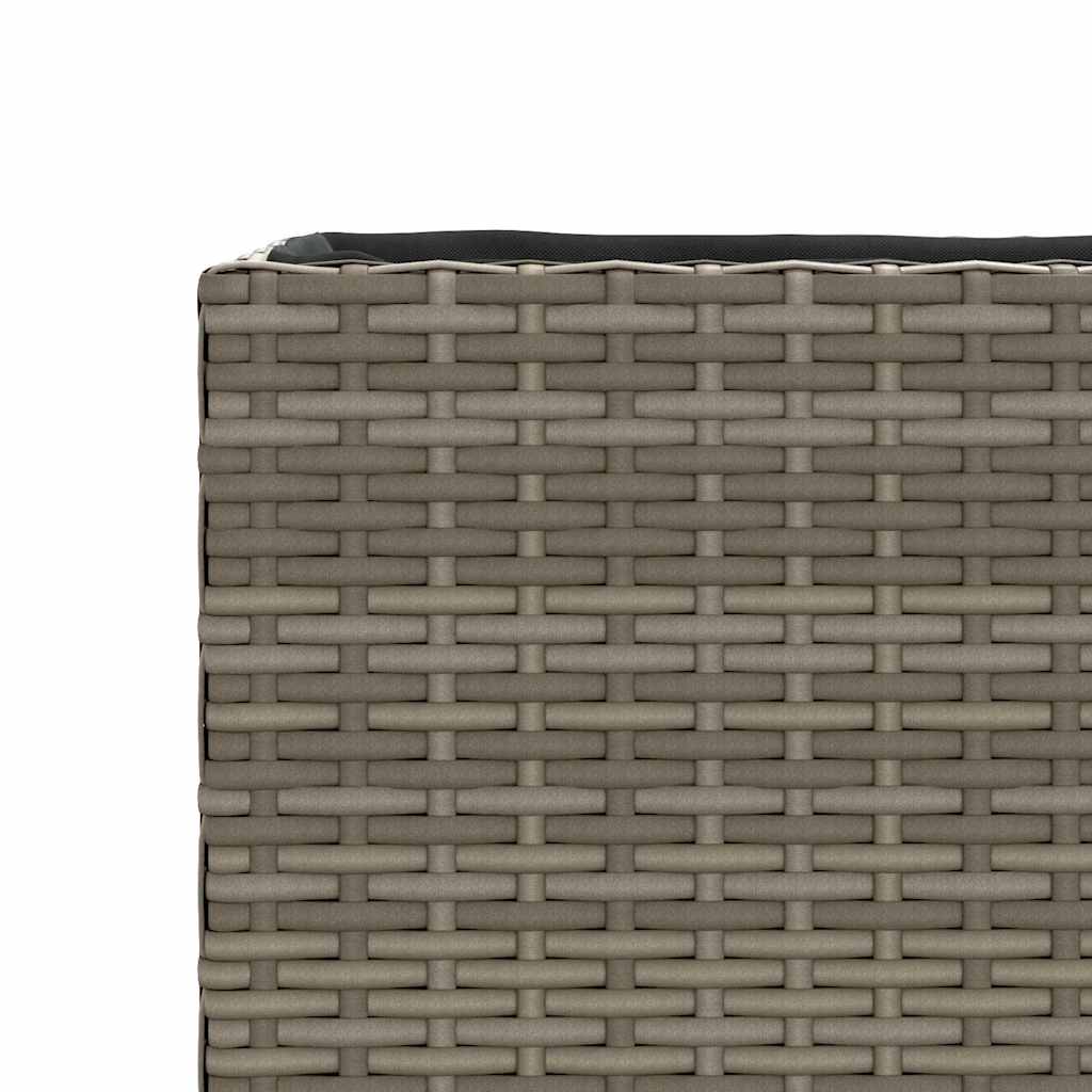 2 db szürke polyrattan kerti ültetőláda 2 cseréppel 90x20x40 cm