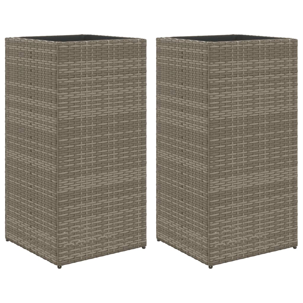 2 db szürke polyrattan kerti ültetőláda 40x40x80 cm
