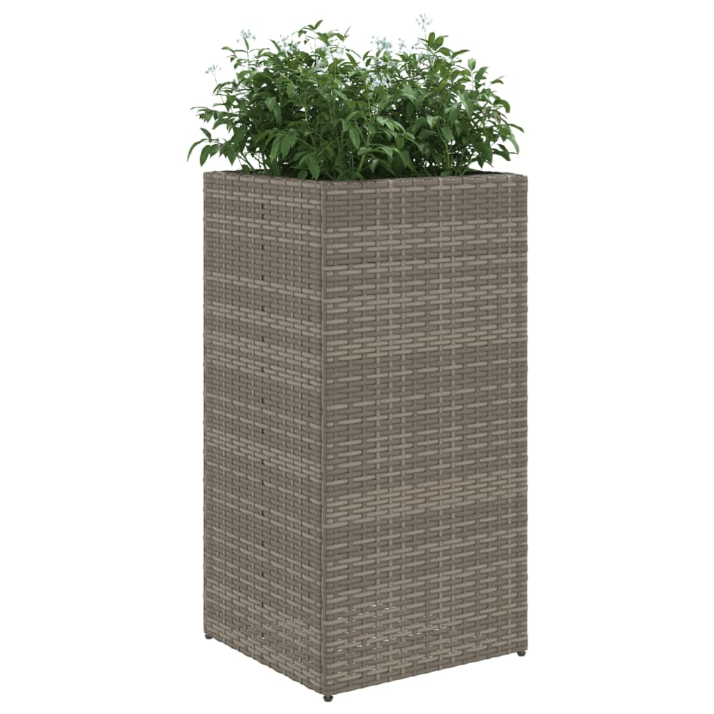 2 db szürke polyrattan kerti ültetőláda 40x40x80 cm