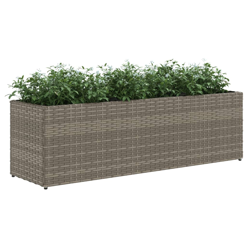 2 db szürke polyrattan kerti ültetőláda 3 cseréppel 105x30x32cm