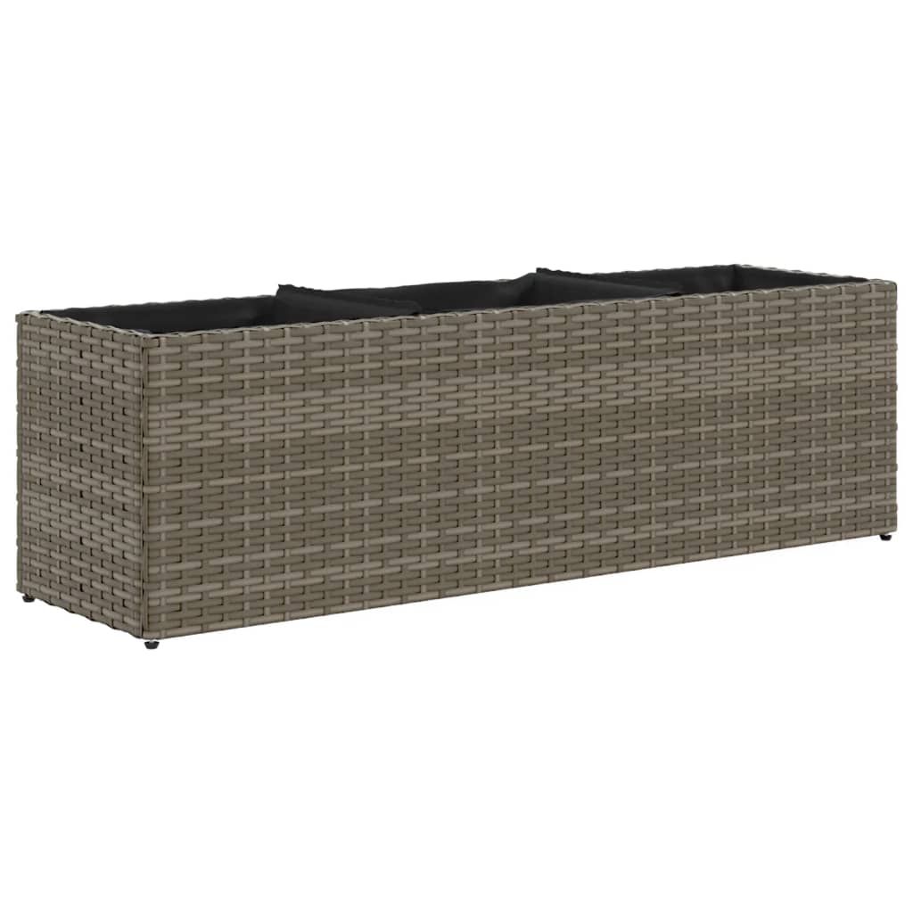 2 db szürke polyrattan kerti ültetőláda 3 cseréppel 105x30x32cm