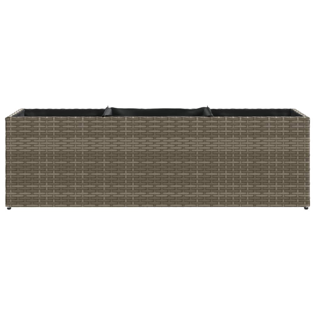 2 db szürke polyrattan kerti ültetőláda 3 cseréppel 105x30x32cm
