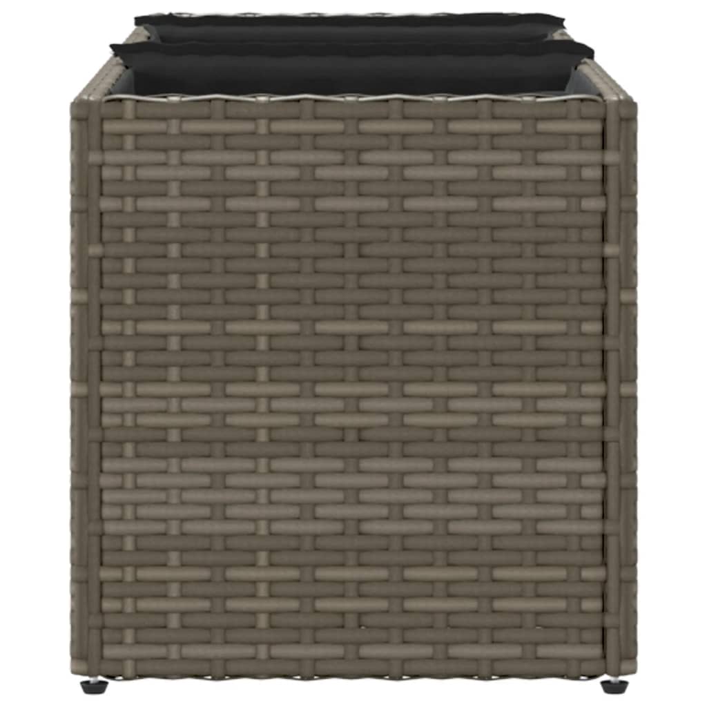 2 db szürke polyrattan kerti ültetőláda 3 cseréppel 105x30x32cm