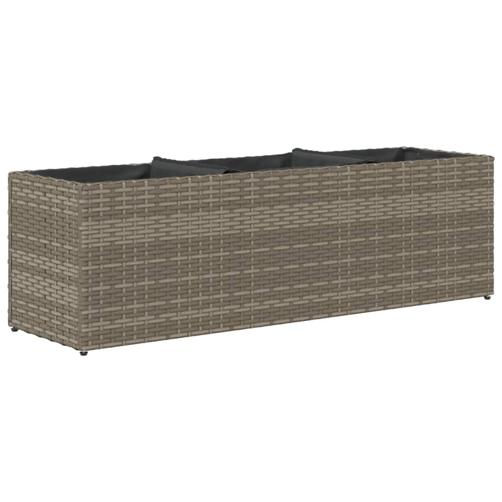 2 db szürke polyrattan kerti ültetőláda 3 cseréppel 105x30x32cm