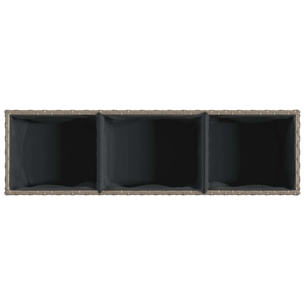 2 db szürke polyrattan kerti ültetőláda 3 cseréppel 105x30x32cm