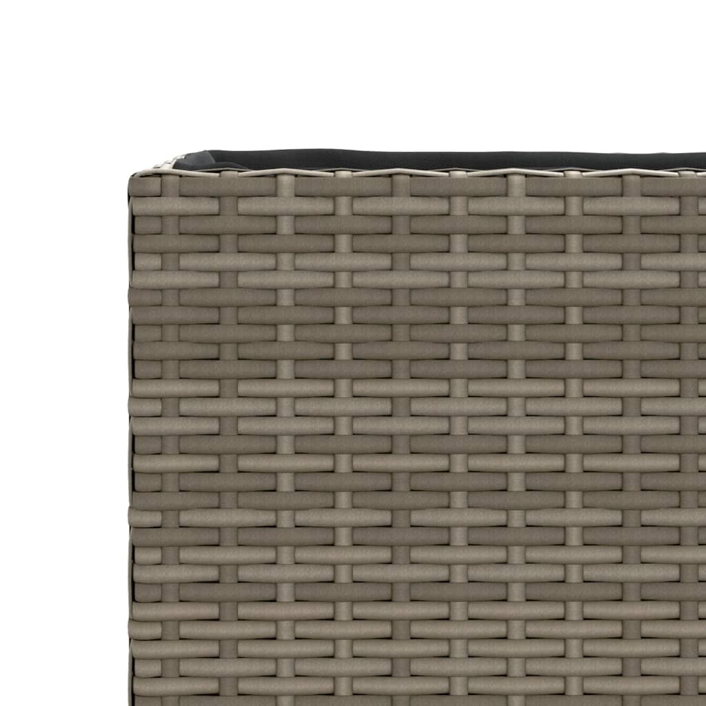 2 db szürke polyrattan kerti ültetőláda 3 cseréppel 105x30x32cm