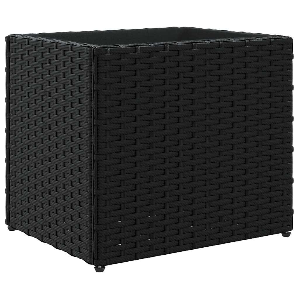 2 db fekete polyrattan kerti ültetőláda 36x30x32 cm