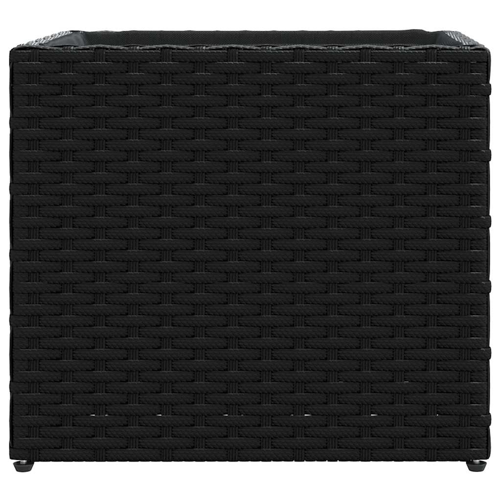 2 db fekete polyrattan kerti ültetőláda 36x30x32 cm