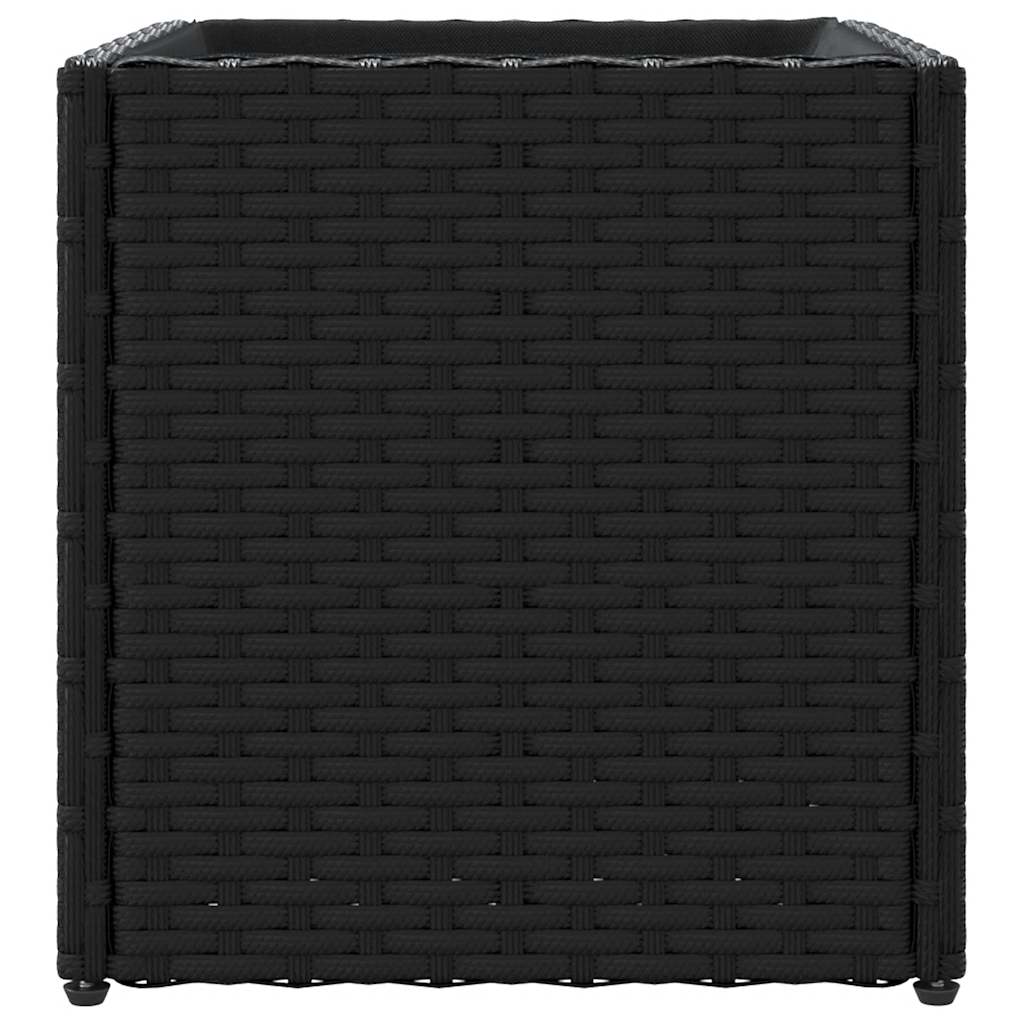 2 db fekete polyrattan kerti ültetőláda 36x30x32 cm