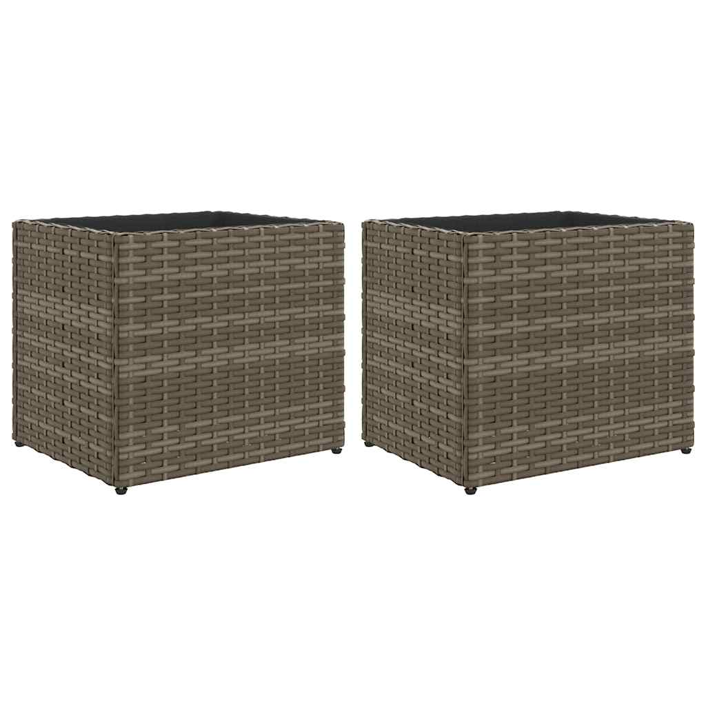 2 db szürke polyrattan kerti ültetőláda 36x30x32 cm