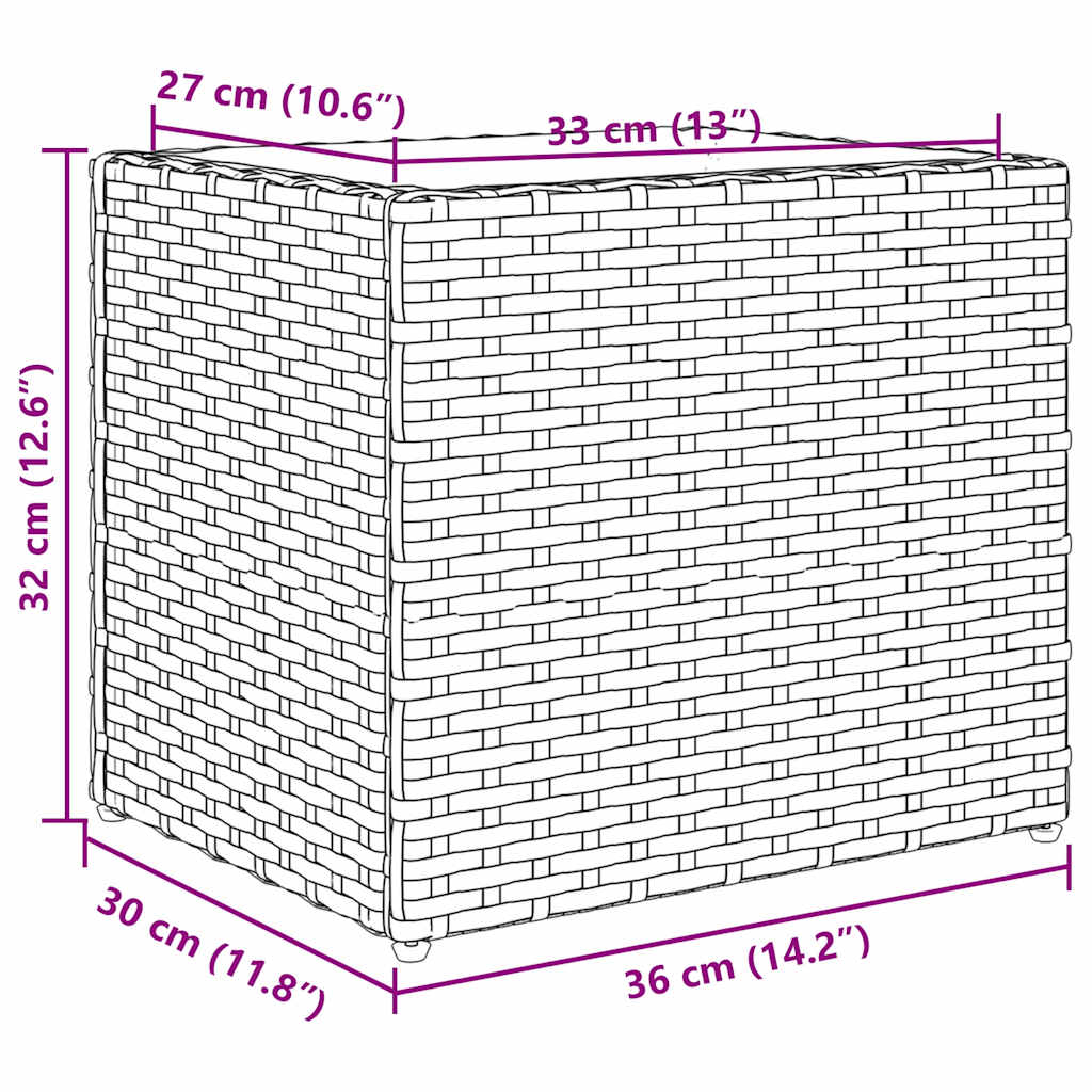 2 db szürke polyrattan kerti ültetőláda 36x30x32 cm