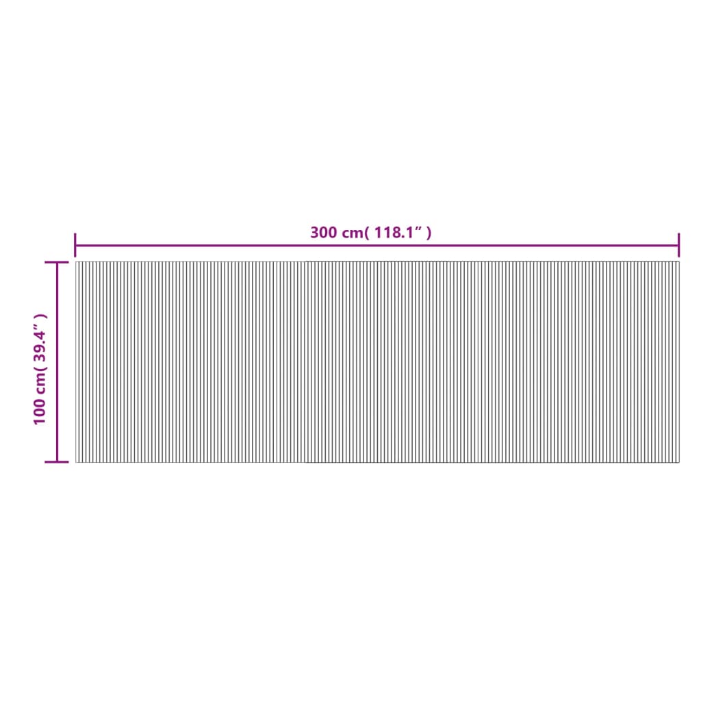 Négyszögletű sötétbarna bambusz szőnyeg 100 x 300 cm