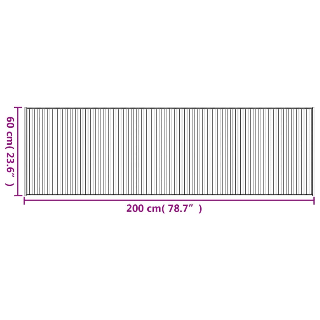 Négyszögletű fekete bambusz szőnyeg 60 x 200 cm Négyszögletű fekete bambusz szőnyeg 60 x 200 cm