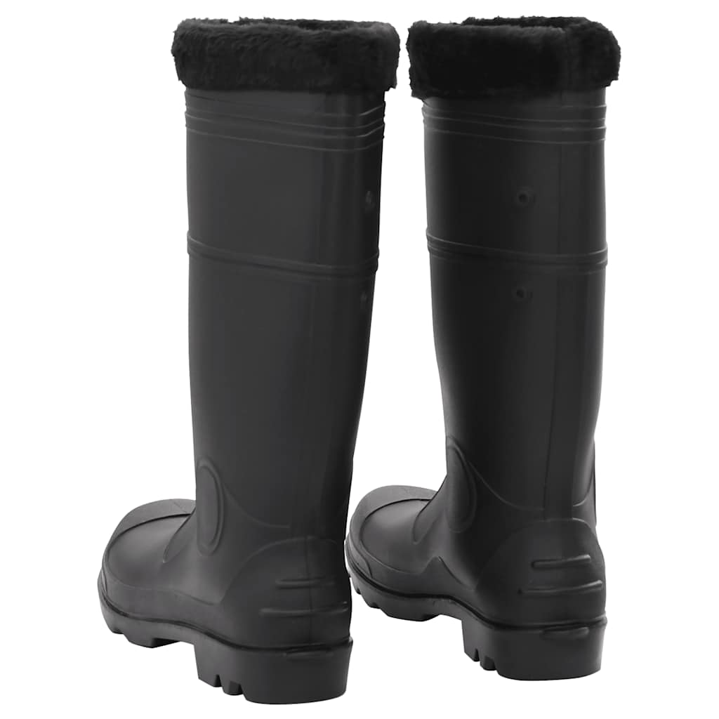 Fekete pvc 46-os esőcsizma kivehető zoknival
