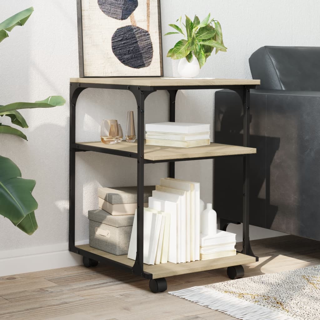 3 szintes sonoma tölgy színű nyomtatóállvány 43 x 48 x 64 cm