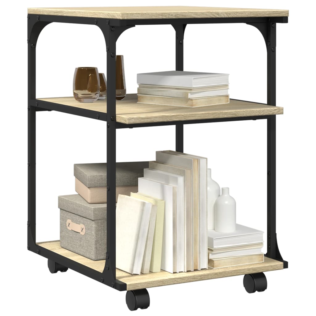 3 szintes sonoma tölgy színű nyomtatóállvány 43 x 48 x 64 cm