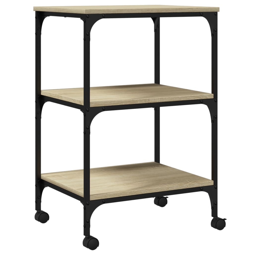 3 szintes sonoma tölgy színű nyomtatóállvány 50 x 41 x 75 cm