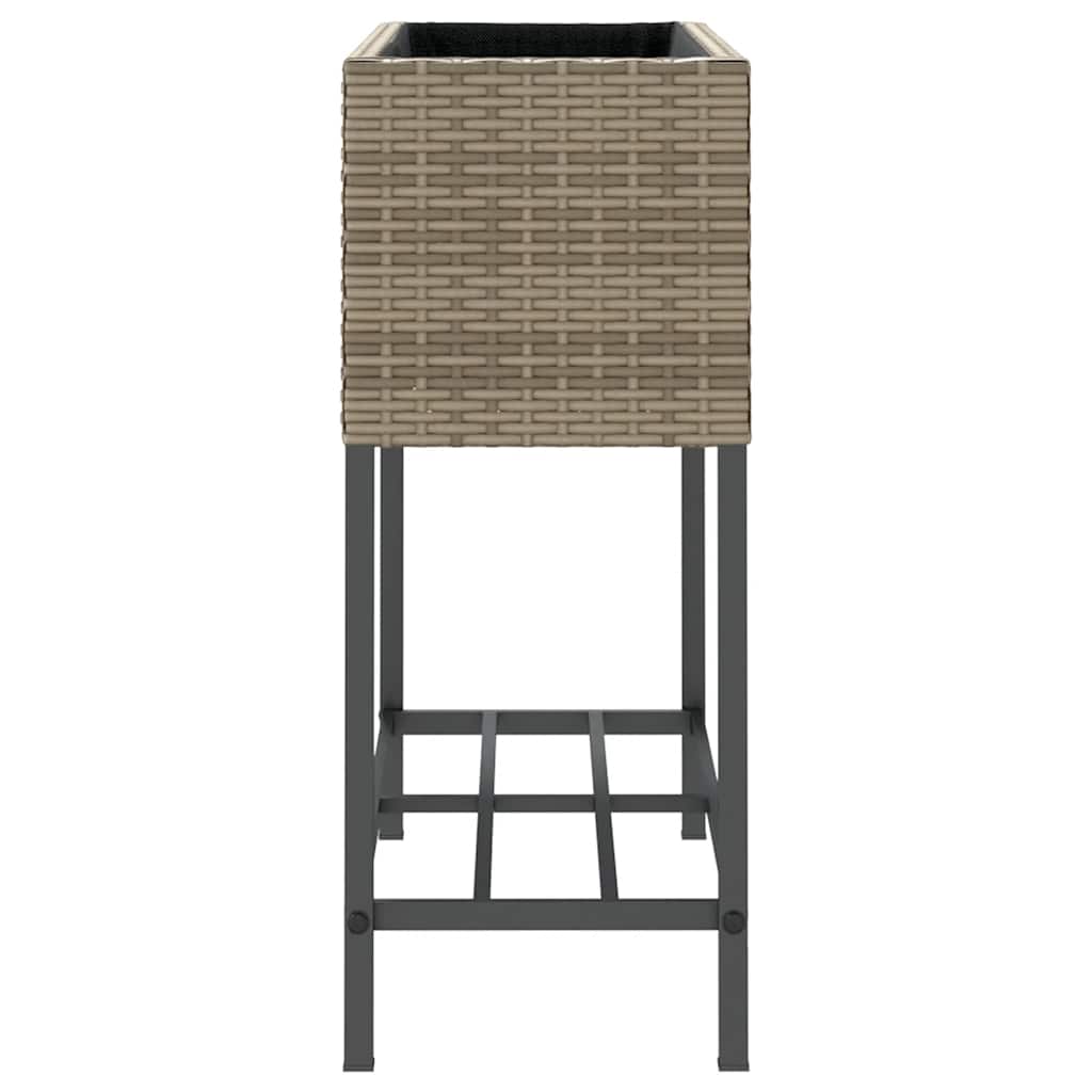 Szürke polyrattan kerti ültetőláda polccal