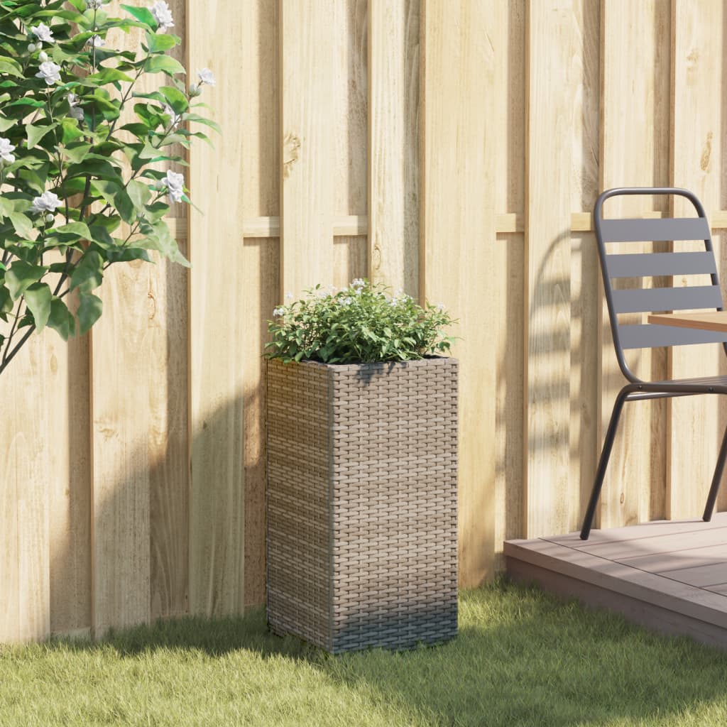 Szürke polyrattan kerti ültetőláda 30x30x60 cm