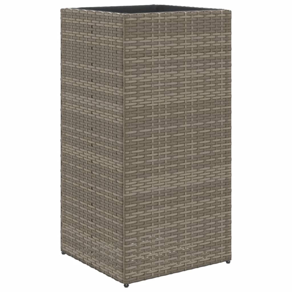 Szürke polyrattan kerti ültetőláda 40x40x80 cm