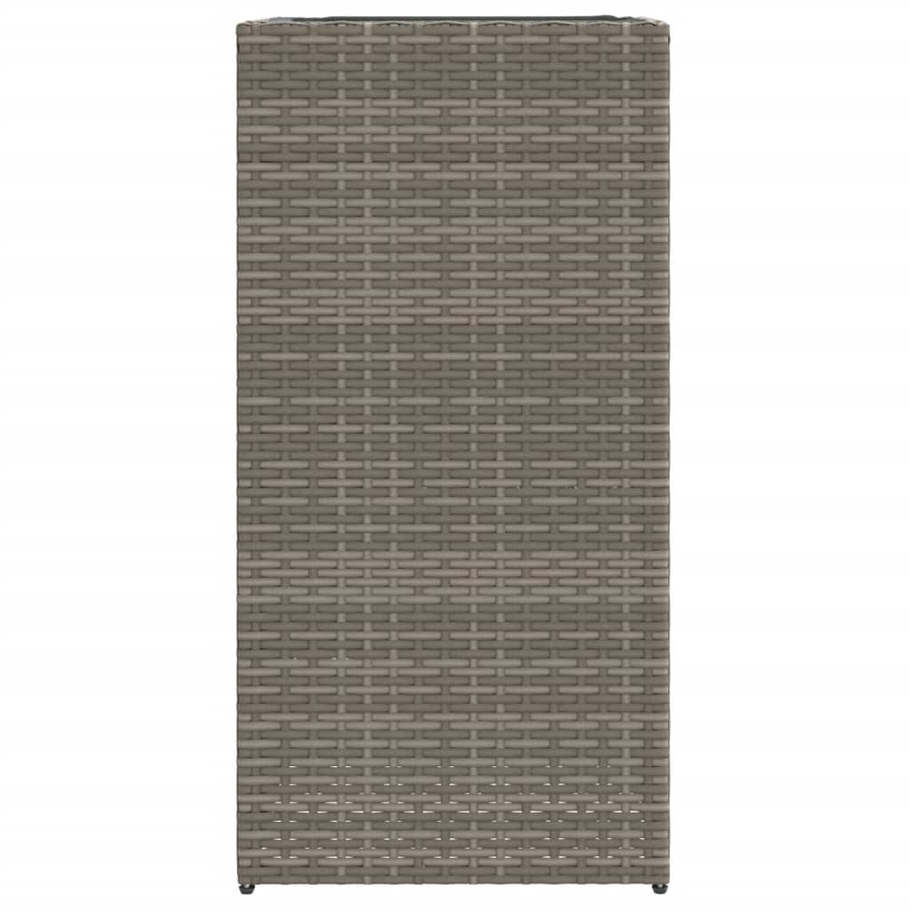 Szürke polyrattan kerti ültetőláda 40x40x80 cm