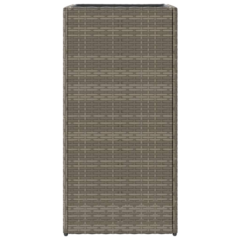 Szürke polyrattan kerti ültetőláda 40x40x80 cm