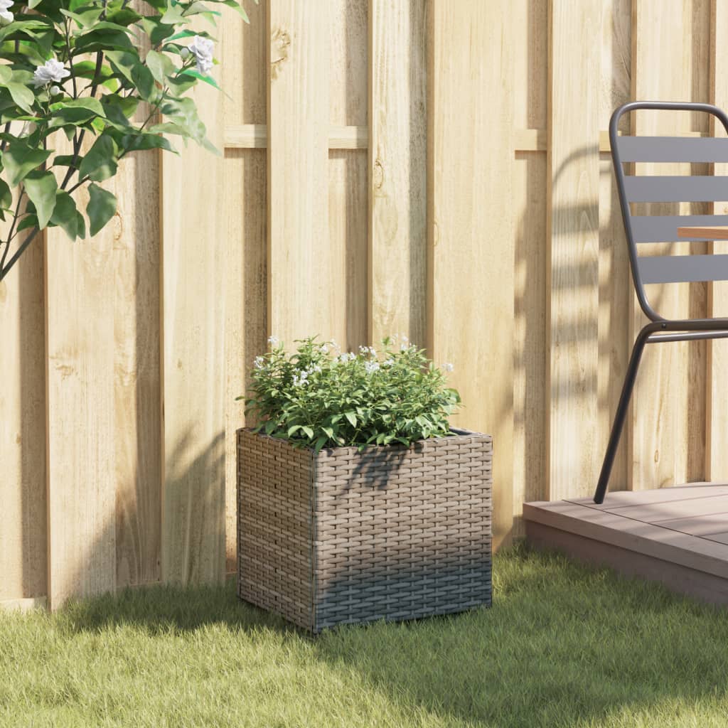 Szürke polyrattan kerti ültetőláda 36x30x32 cm