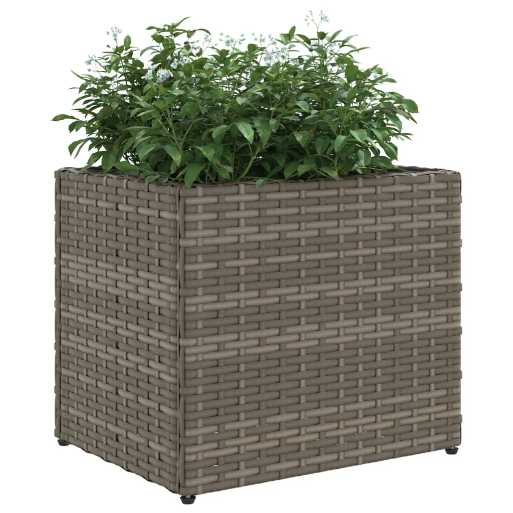 Szürke polyrattan kerti ültetőláda 36x30x32 cm