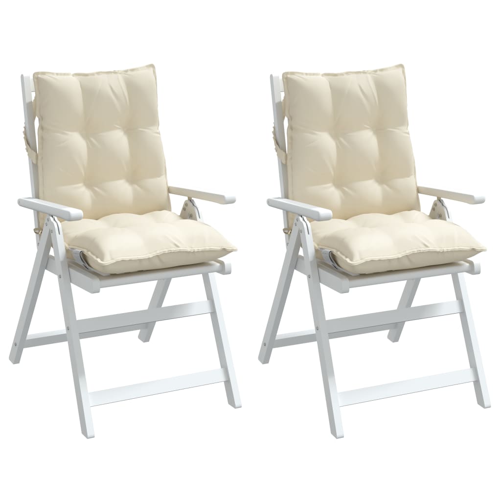 2 db krémszínű oxford szövet alacsony háttámlájú székpárna