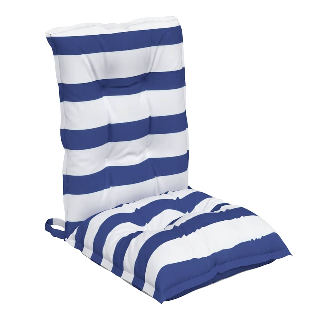 6 db kék és fehér csíkos szövet alacsony háttámlájú székpárna