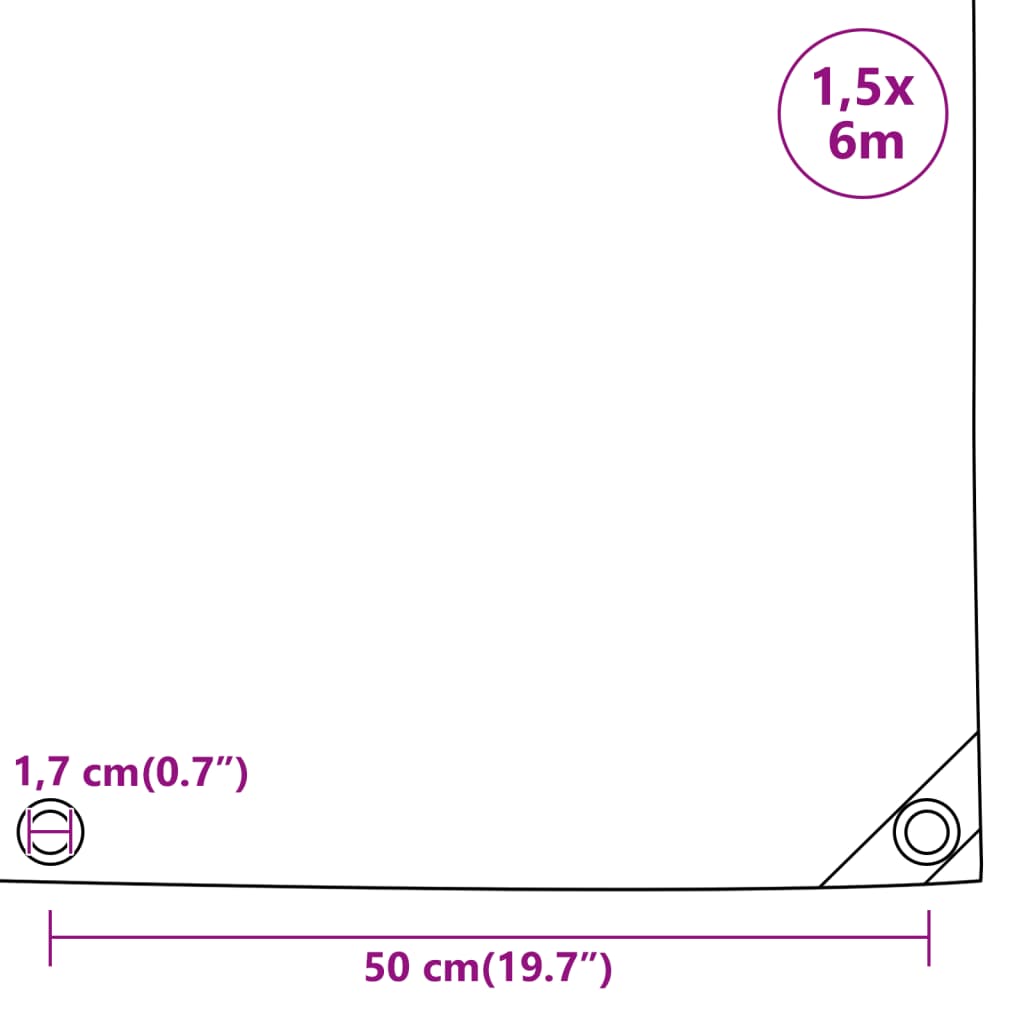 Antracitszürke ponyva 1,5 x 6 m 650 g/m²