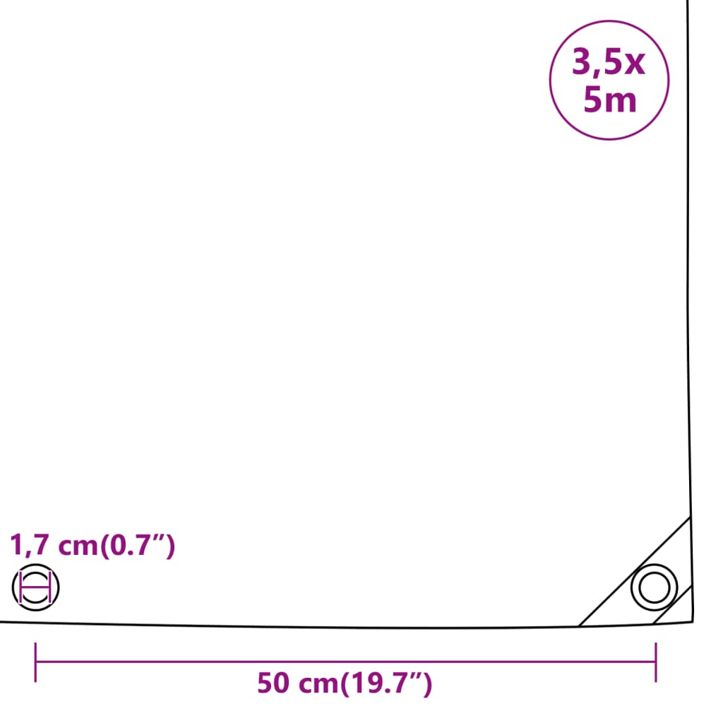 Antracitszürke ponyva 3,5 x 5 m 650 g/m²